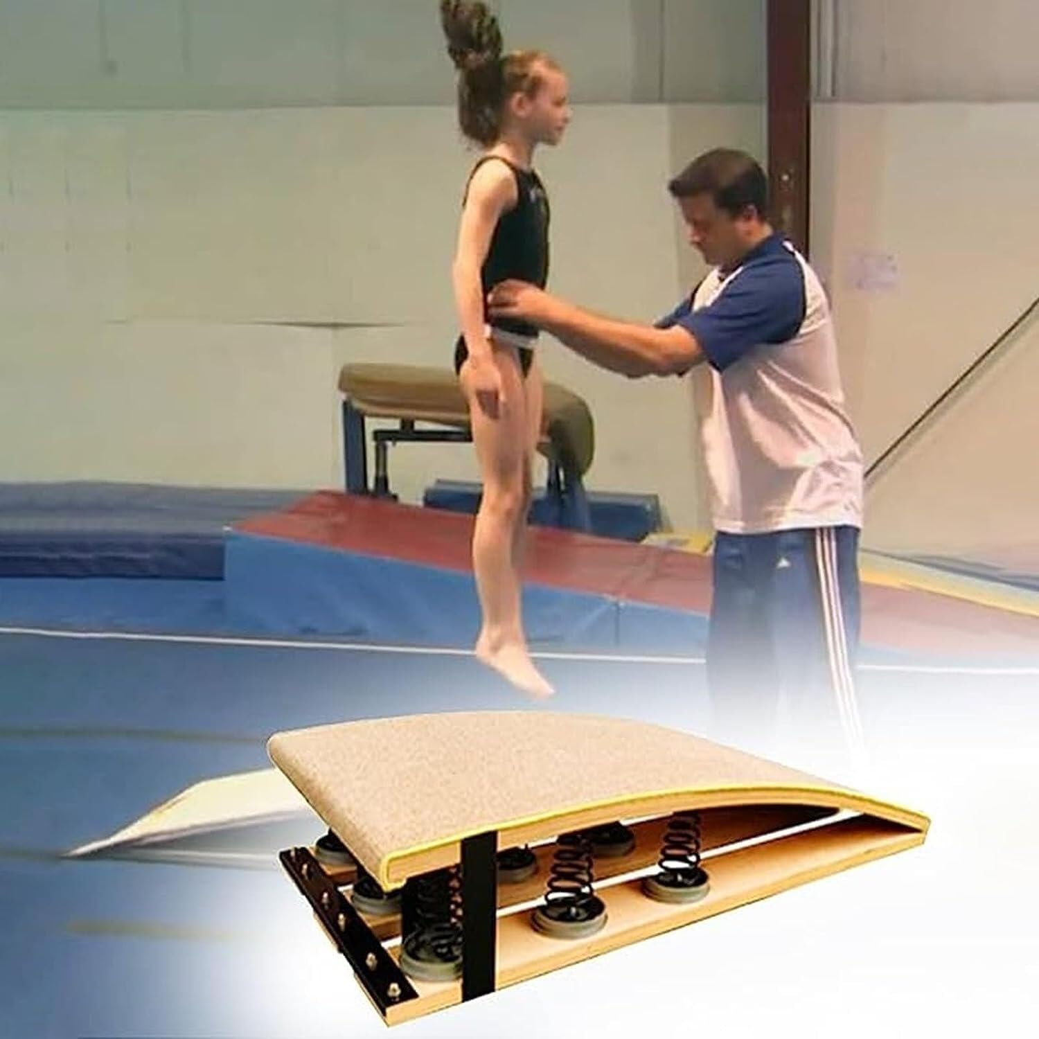 trampolín de Gimnasia, con 6 Almohadillas de Resorte y Antideslizantes for los Pies