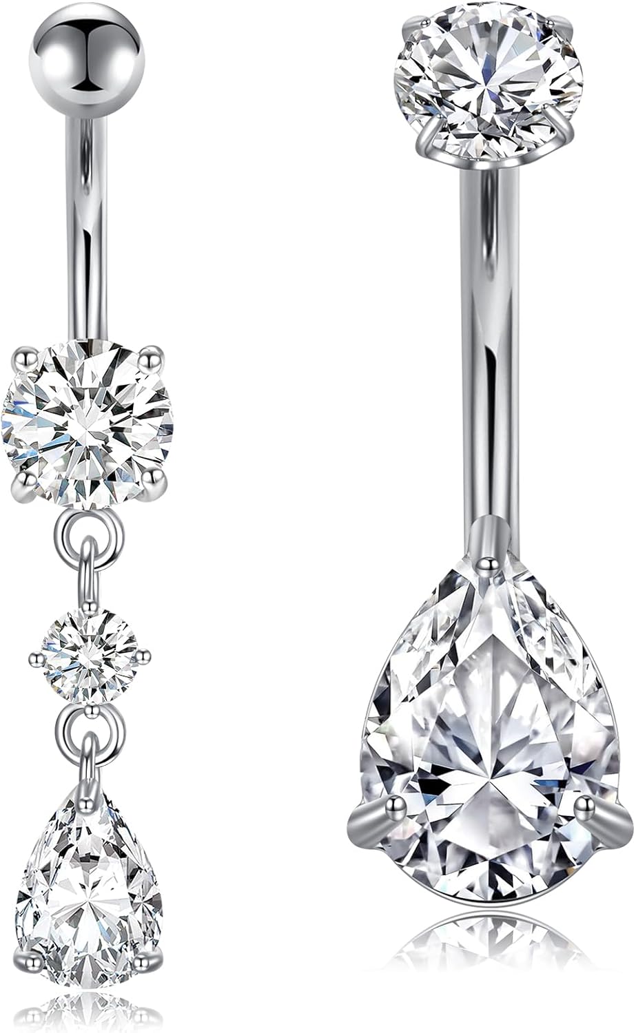 Zolure 14G 10MM Belly Button Ring Hypoallergenic Dangling Clicker Hoop Belly Piercing Jewelry for Women