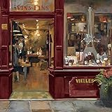 Feeling at home Toile encadrée avec boîte américaine, parisienne, magasin de vin, croûte rouge, hageman-Marilyn, art traditionnel, impression sur cadre en bois, carré, 76 x 76 cm