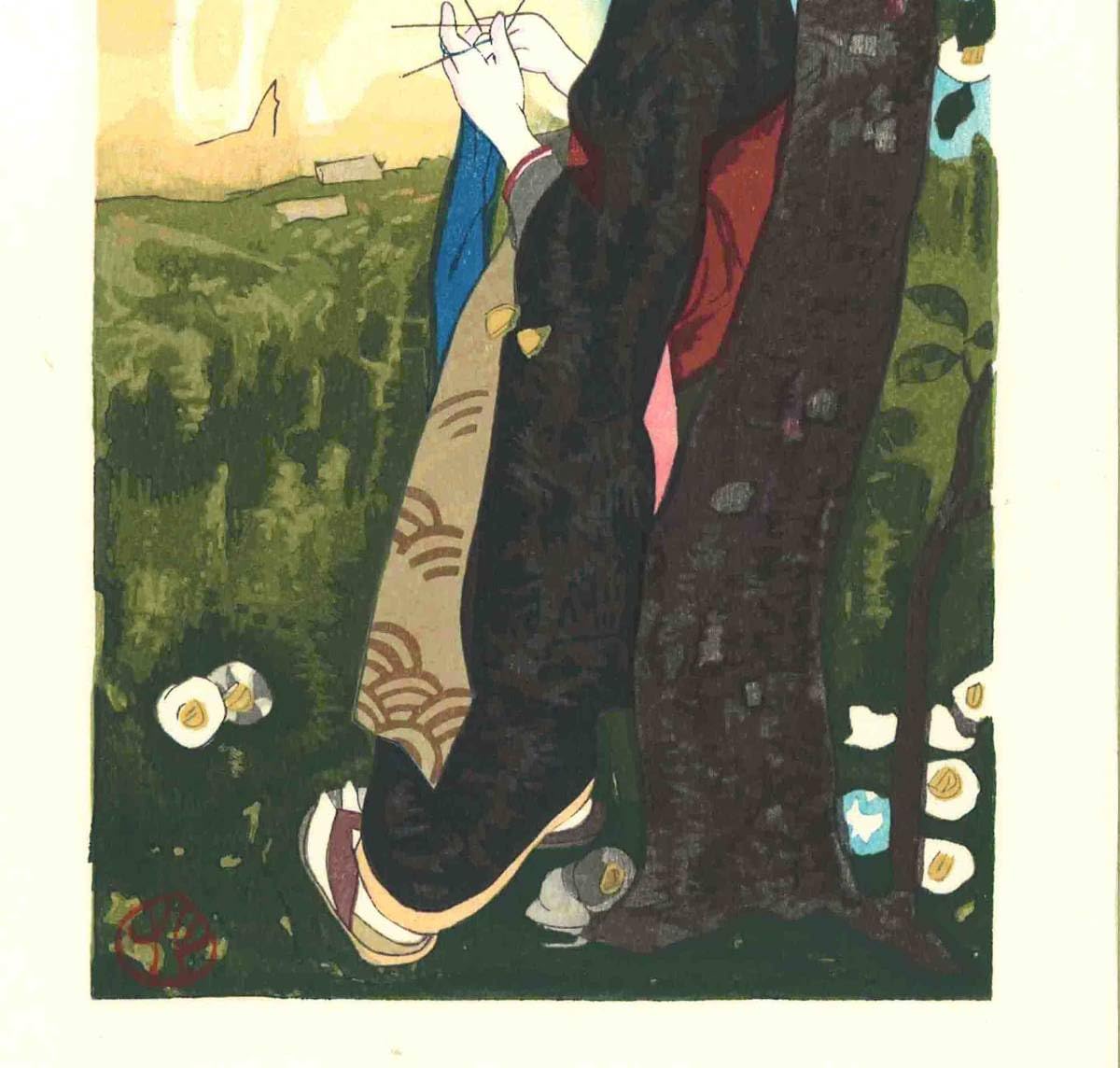 Amazon.co.jp: 竹久夢二 Takehisa Yumeji (18841934) 木版画 No4 日向