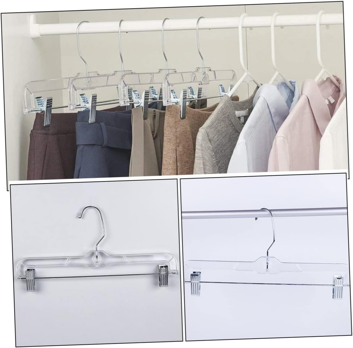 Adjustable Pants Hangers for Closet Organization Display with Clips 4 Pack