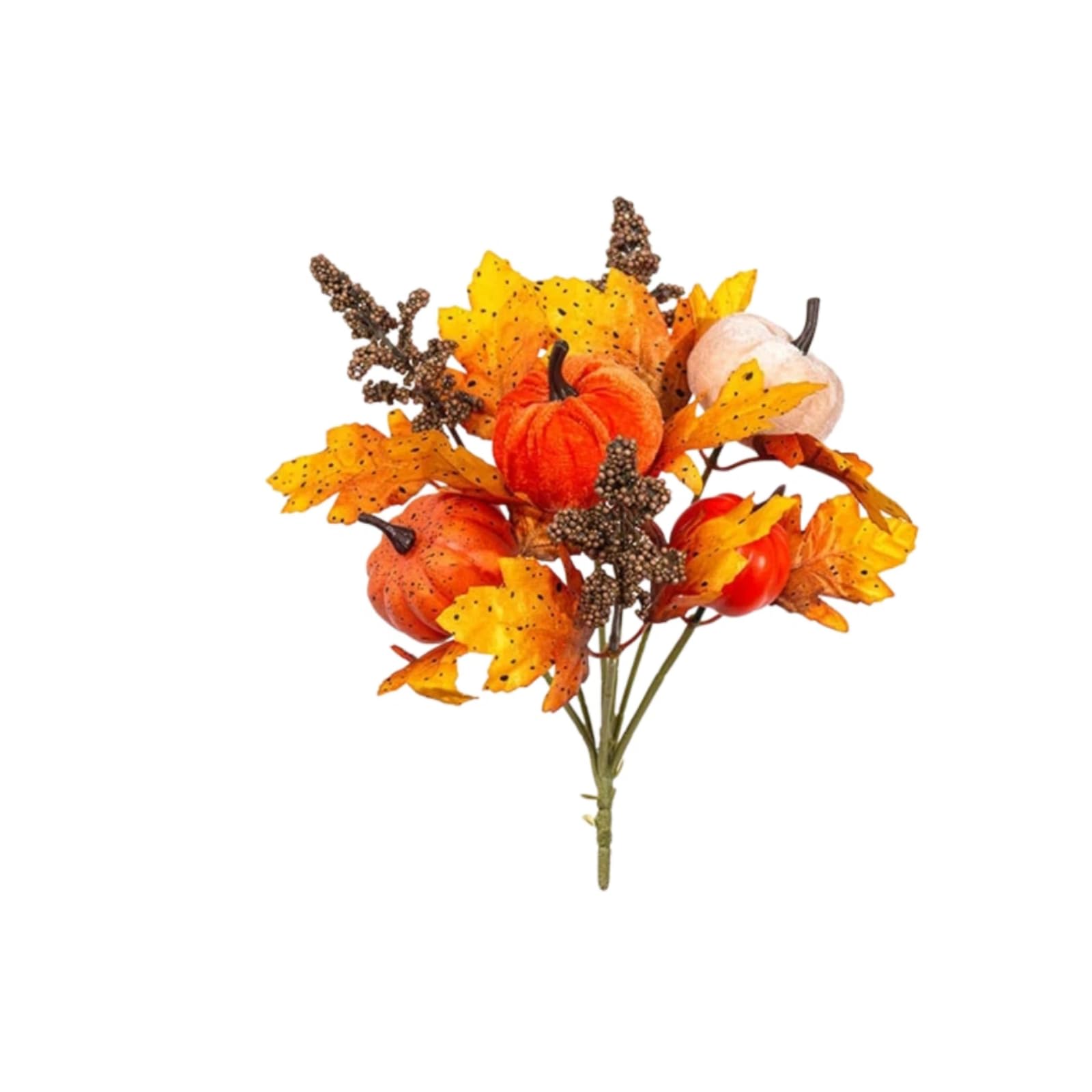 2PCS Fall Artificial Pumpkin Maple Leaf Bouquet, Harvest Floral Stems