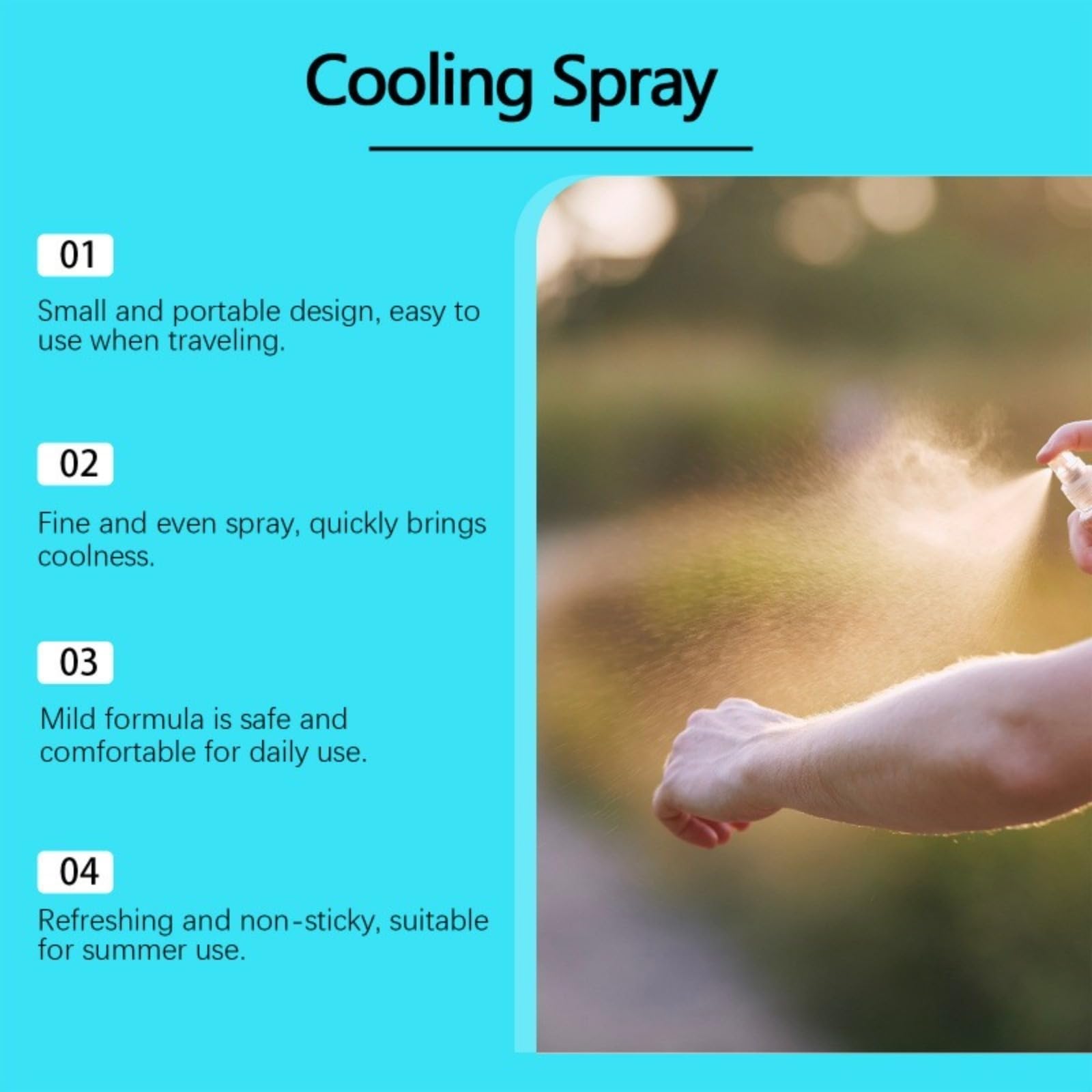 Odświeżający spray 50 ml - natychmiastowy ujędrniający, aby pokonać ciepło, mgiełka do ciała i twarzy z orzeźwiającym zapachem zielonej mięty, letni odświeżacz dla mężczyzn i kobiet, 5 sztuk