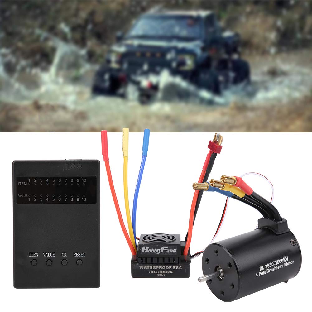 Moteur sans balais, 3650 3500KV Carte de Programme de Moteur sans balais 60A ESC Combo pour Voiture 1/10 RC