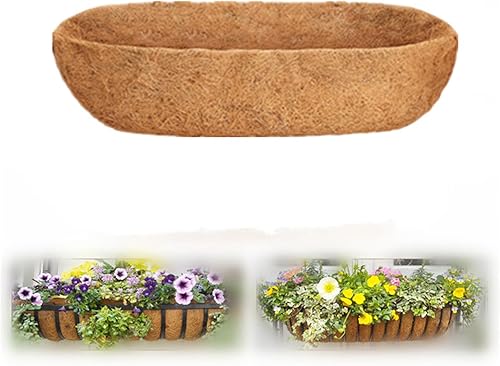 Trough - Forro de repuesto de coco, cesta colgante de media luna de 24 pulgadas, maceta de fibra de coco, maceta de fibra de coco para ventana,