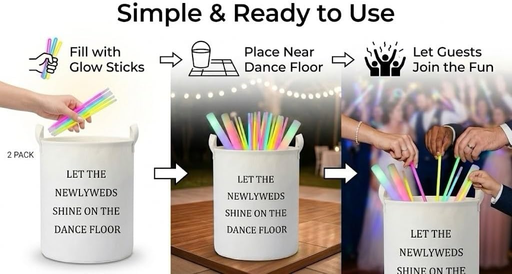 2 Pack Wedding Basket, Large White Basket for Flower Girl, Wedding Bathroom Basket for Flip Flops, Glow Sticks & Guest Essentials, Multi-Purpose Storage & Picnic Basket for Parties, Events & Storage