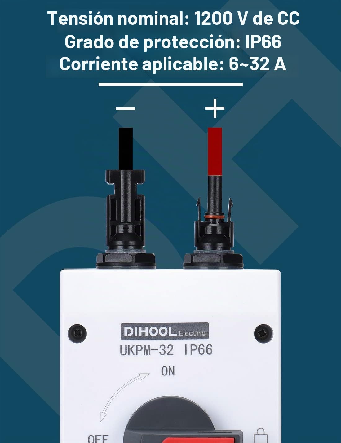 1000V 32A disyuntor dc on off solar panel switch interruptor fotovoltaico IP65 a prueba de agua