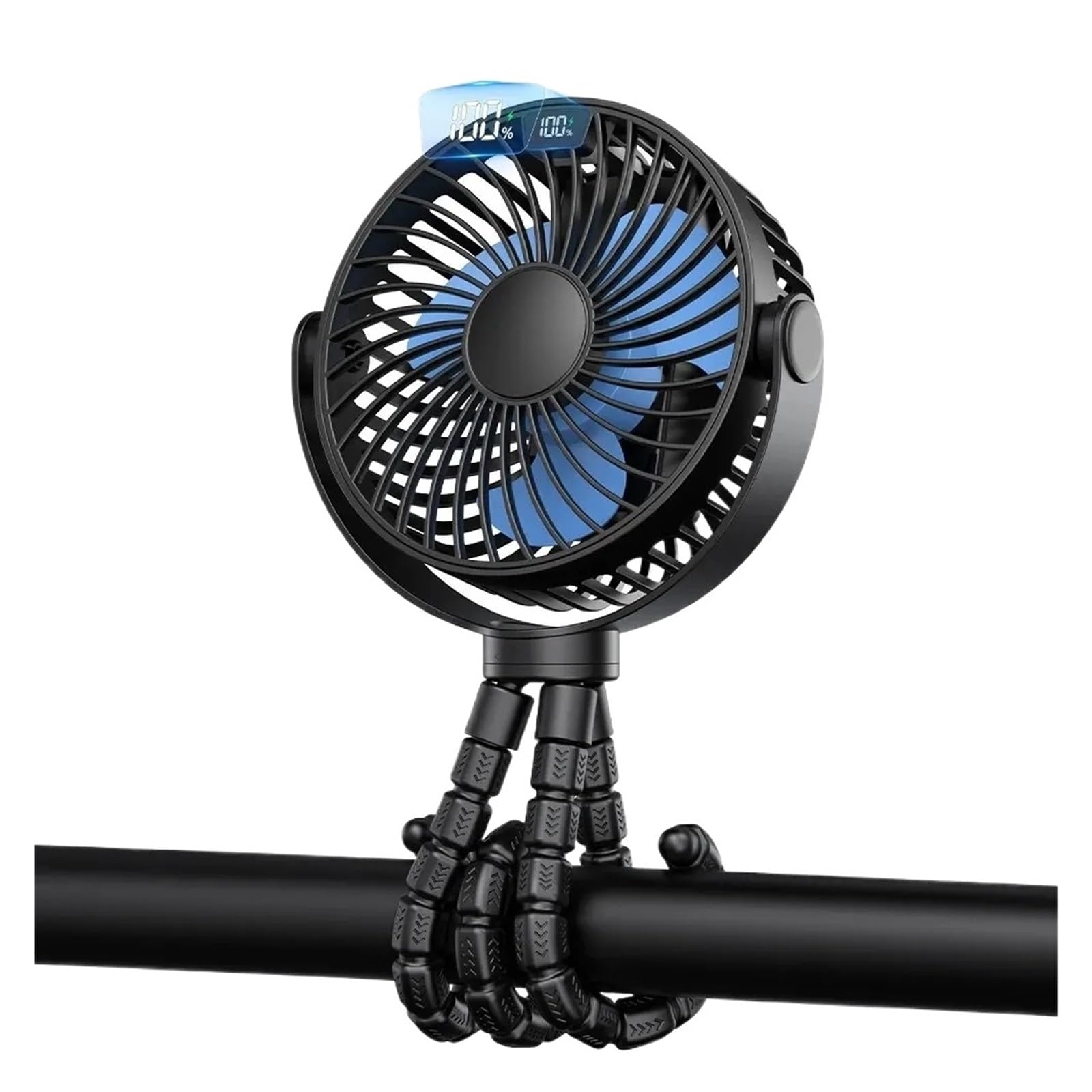 Ventilador Doble Cabeza Giratorio 360 Grados Coche Miniventilador Portátil Para Cochecito De Bebé, 5000mah, Recargable Por USB, Eléctrico Para Exteriores, 4 Velocidades(2400mAh)
