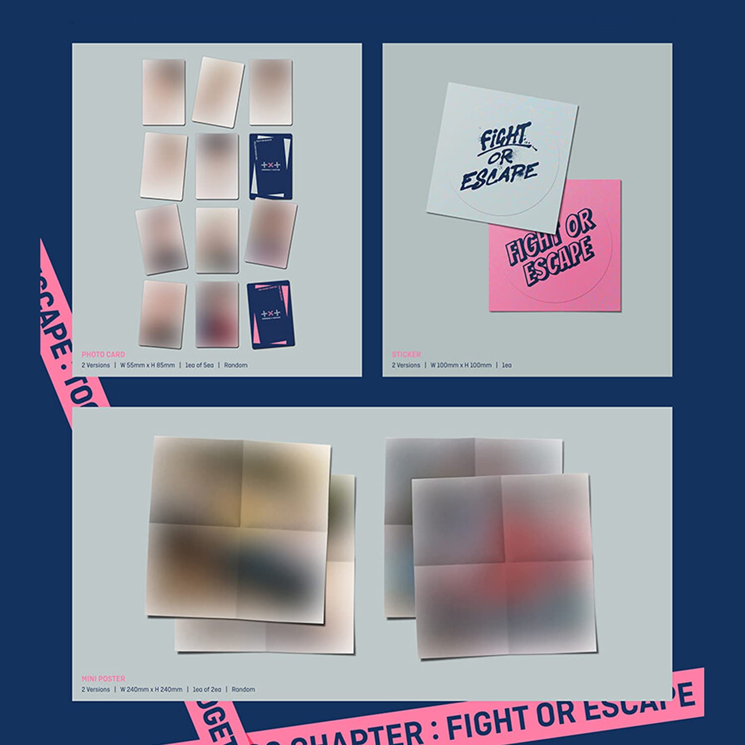 TXT The 2nd Album Repackage - THE CHAOS CHAPTER : FIGHT OR ESCAPE [ FIGHT:TOGETHER ver. ] Diary Post Card + Photobook + CD-R(Jewel Case) + Photo Card + Sticker + Mini Poster