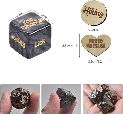 Miniatura 4 de Thyggzjbs 20 fichas de actividad nocturna para citas, divertidos tokens de sexo y dados sexuales románticos de madera para parejas adultas, hacen