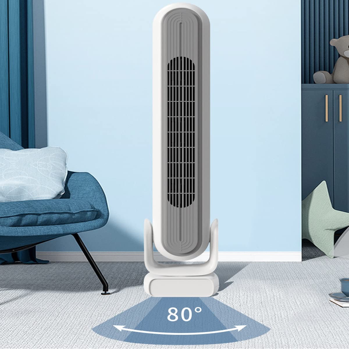Ventilador de Piso sin aspas, circulador de Aire, Ventilador de Escritorio portátil, con Control Remoto, Opciones de 4 velocidades, oscilación de 80 °, for Dormitorio, Sala de Estar, Cocina