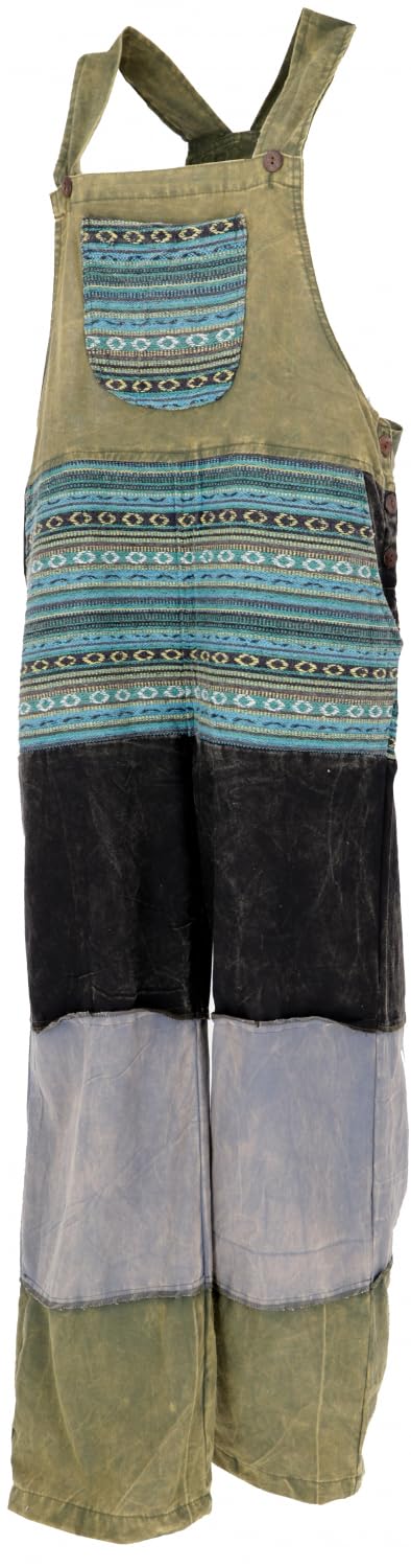 Guru-Shop, Salopette Patchwork, Stile Giappone, Pantaloni, Cotone, Pantaloni Lunghi
