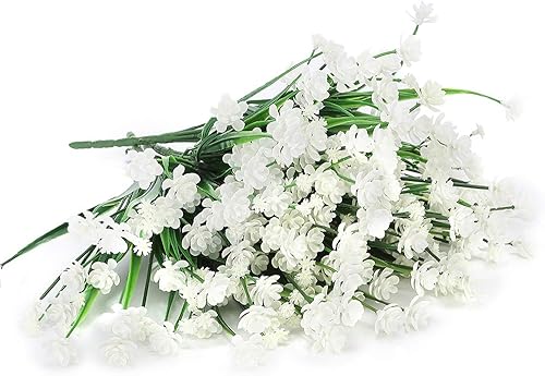 Miniatura 3 de 20 paquetes de flores artificiales para exteriores, no se decoloran, resistentes a los rayos UV, plantas de plástico sintético para colgar macetas,