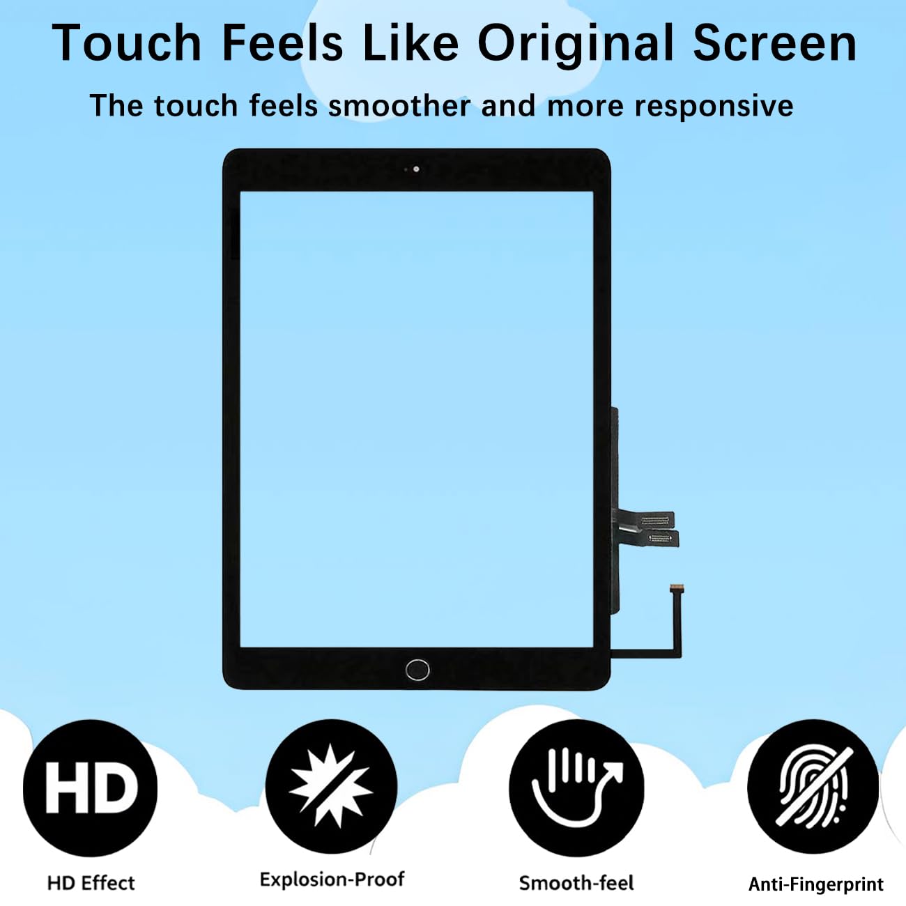 H&LYCYJ Touch Screen per iPad 6th (2018) 9.7 pollici A1893 A1954 Touch Screen Digitalizzatore Vetro Schermo di Ricambio Assembly with Kit (Nero con Pulsante Home, No LCD)