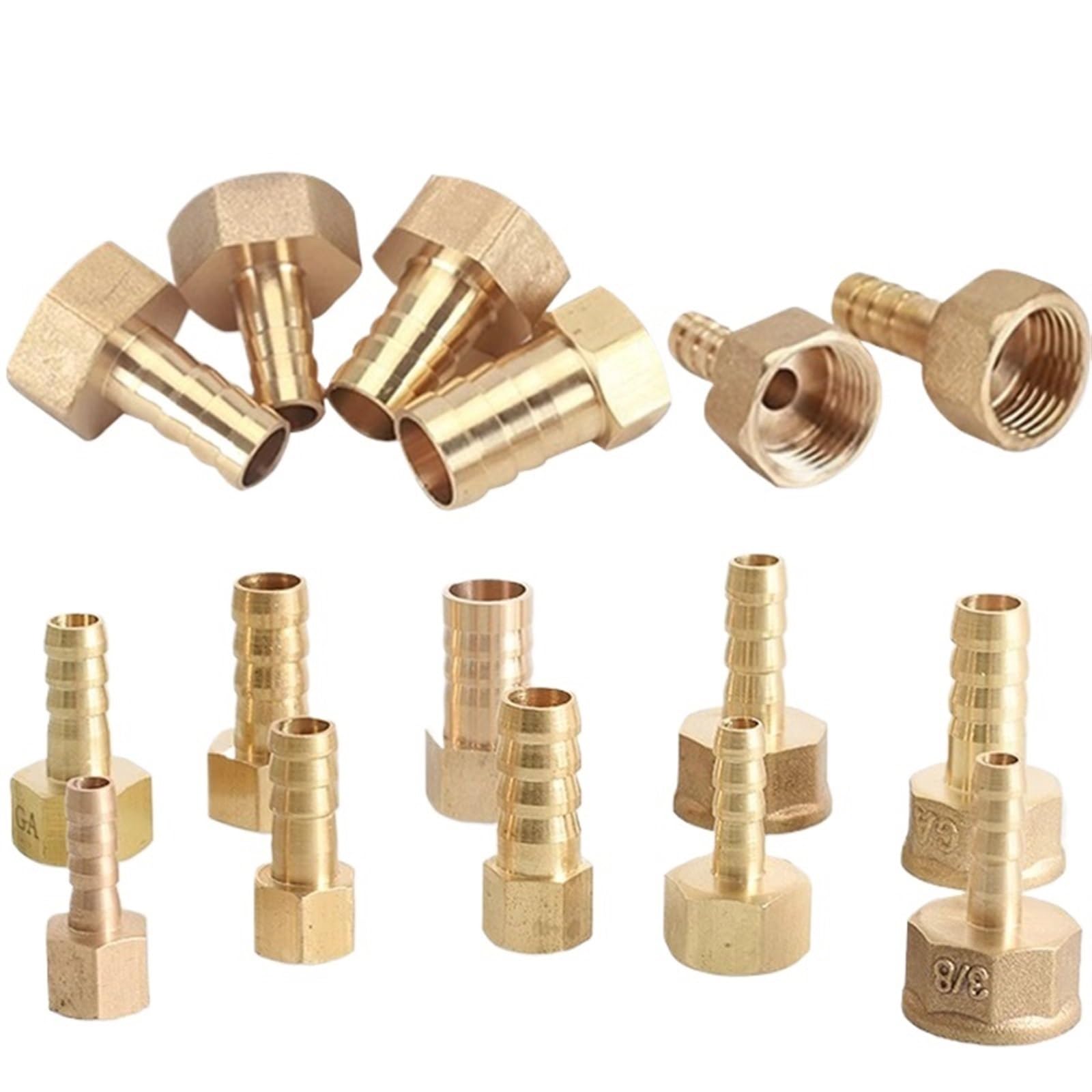 Raccordo di giunzione con barbiglio in ottone, Raccordi for tubi di scappamento con portagomma femmina in ottone PCF, confezione da 20 dimensioni multiple(Barb 12mm-1i2)