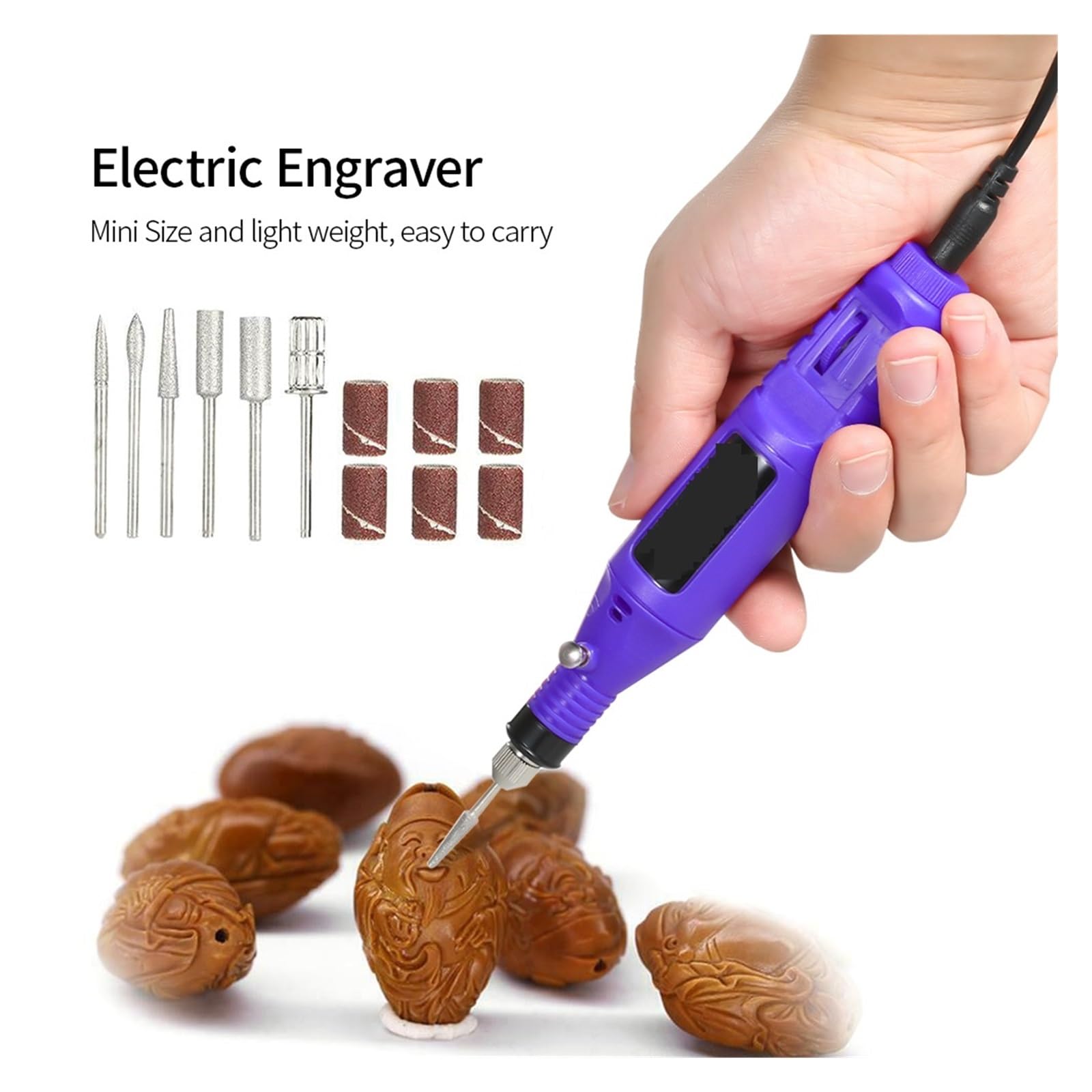 Zestaw NarzęDzi Do Grawerowania Elektryczna Miniszlifierka Do Rzeźbienia W Metalowym Drewnie Narzędzie Do Grawerowania Szkła Elektryczna Szlifierka Grawerująca Elektronarzędzie(Purple)