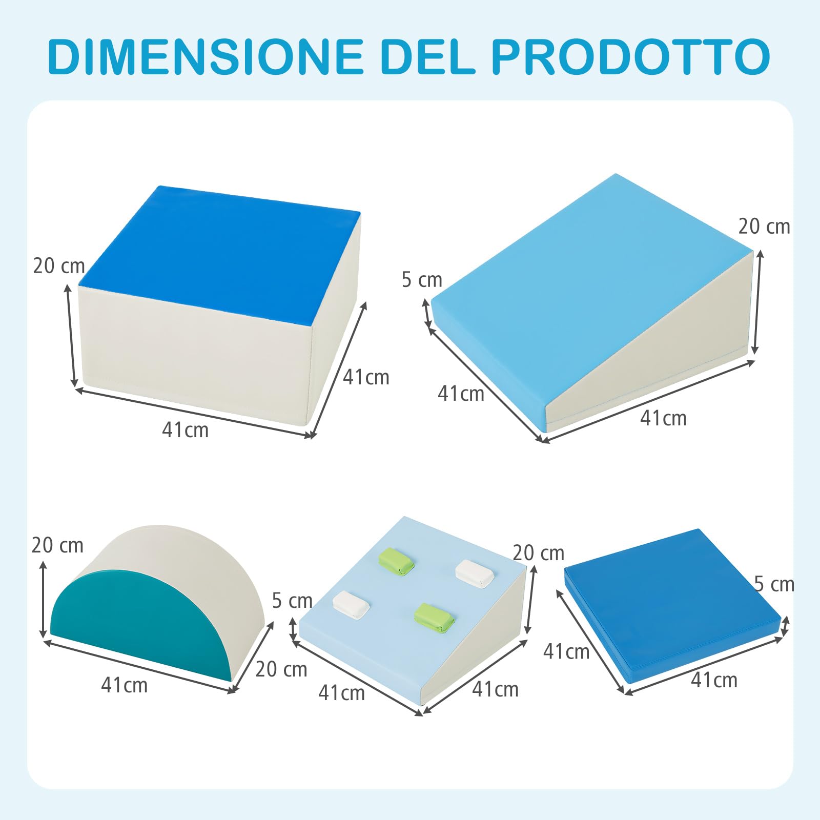 RELAX4LIFE Set di Giocattoli da Arrampicata 6 Pezzi per Bambini, con Schiuma EPE, Set di Giocattoli, Blocchi in Schiuma per Bambini dai 1+ Anno (ROSA) (blu)
