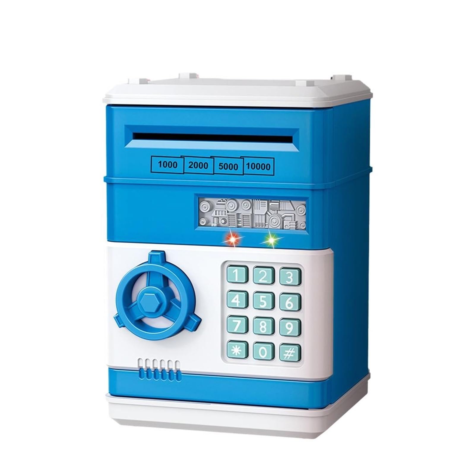 Electronic Mini Piggy Bank with Password Lock, Automatic Coin Counting Safe for Kids(Blu)