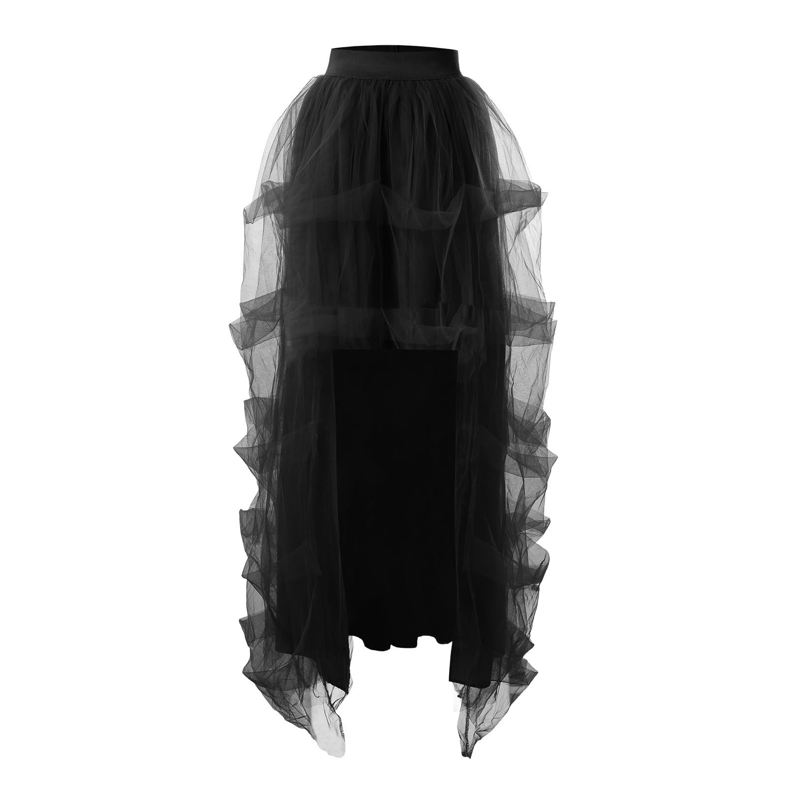 Gonna asimmetrica in tulle, lunga in chiffon, in pizzo, a vita alta, elasticizzata, a coda di rondine, tutù, sottogonna elegante, tinta unita, per il tempo libero