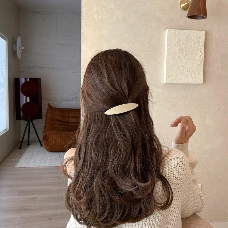 Lemeilleur 4 pinzas de pelo elegantes de resina para el pelo en blanco y negro brillante con horquillas de metal para mujer