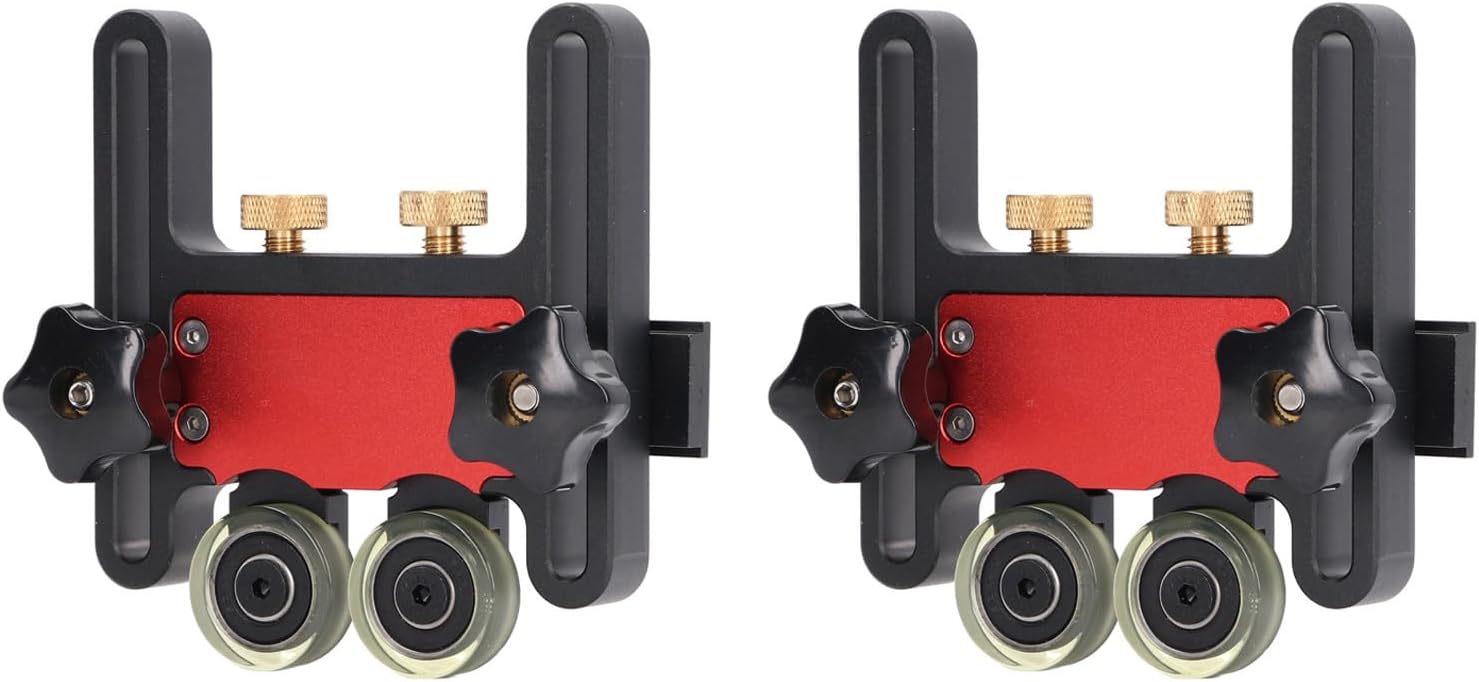 Aluminum Alloy Featherboard, Adjustable Table Saw Guide Roller with Polyurethane Wheels for Table Saws and Band Saws, Includes 2 Guide Rails and 4 Sliders