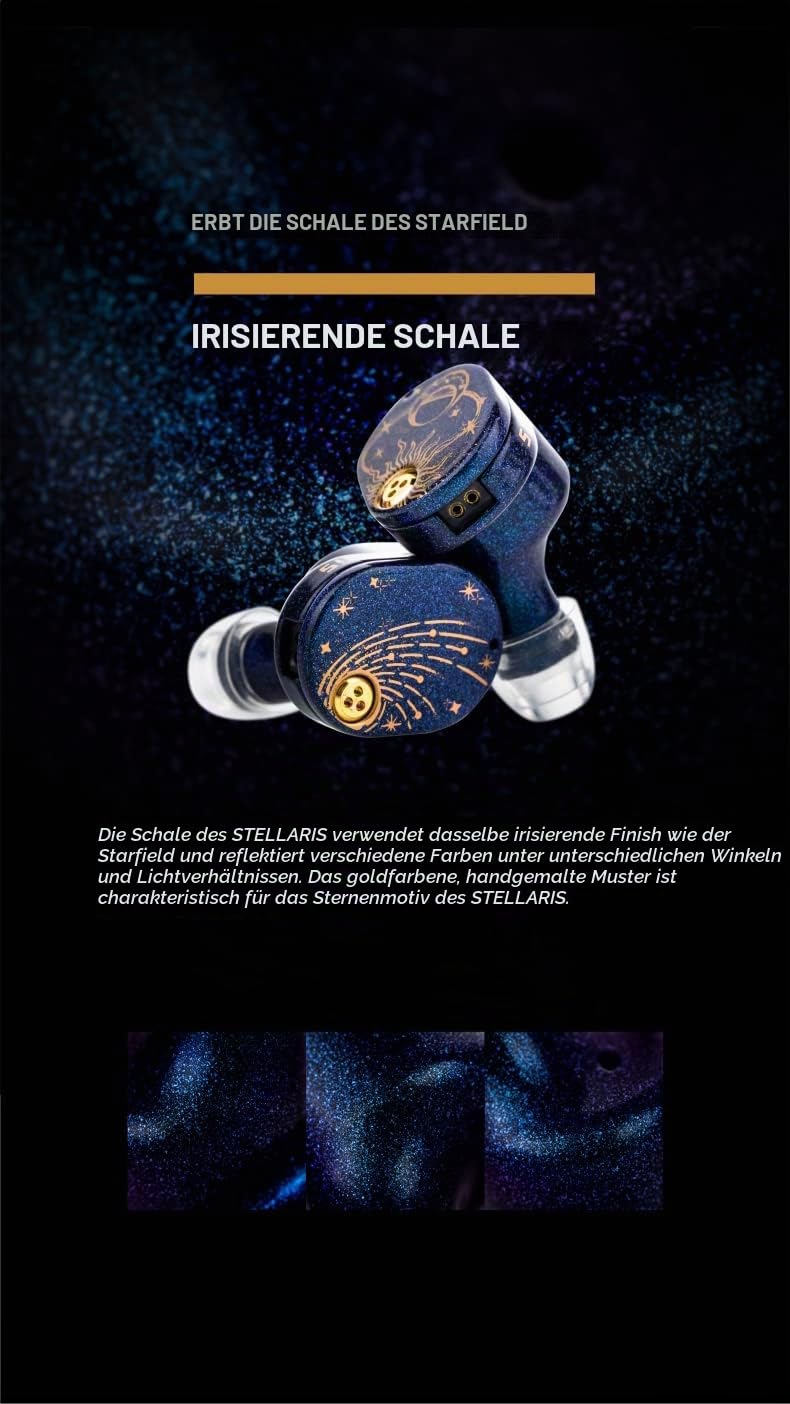 Fanmusic Moondrop STELLARIS IEMs Hochpräzise Miniatur-Gitter-Magnet-Array 7+7 N52H Magnete 1UM Sub-Nanometer-Membran 14,5 mm Planar-Treiber Kopfhörer