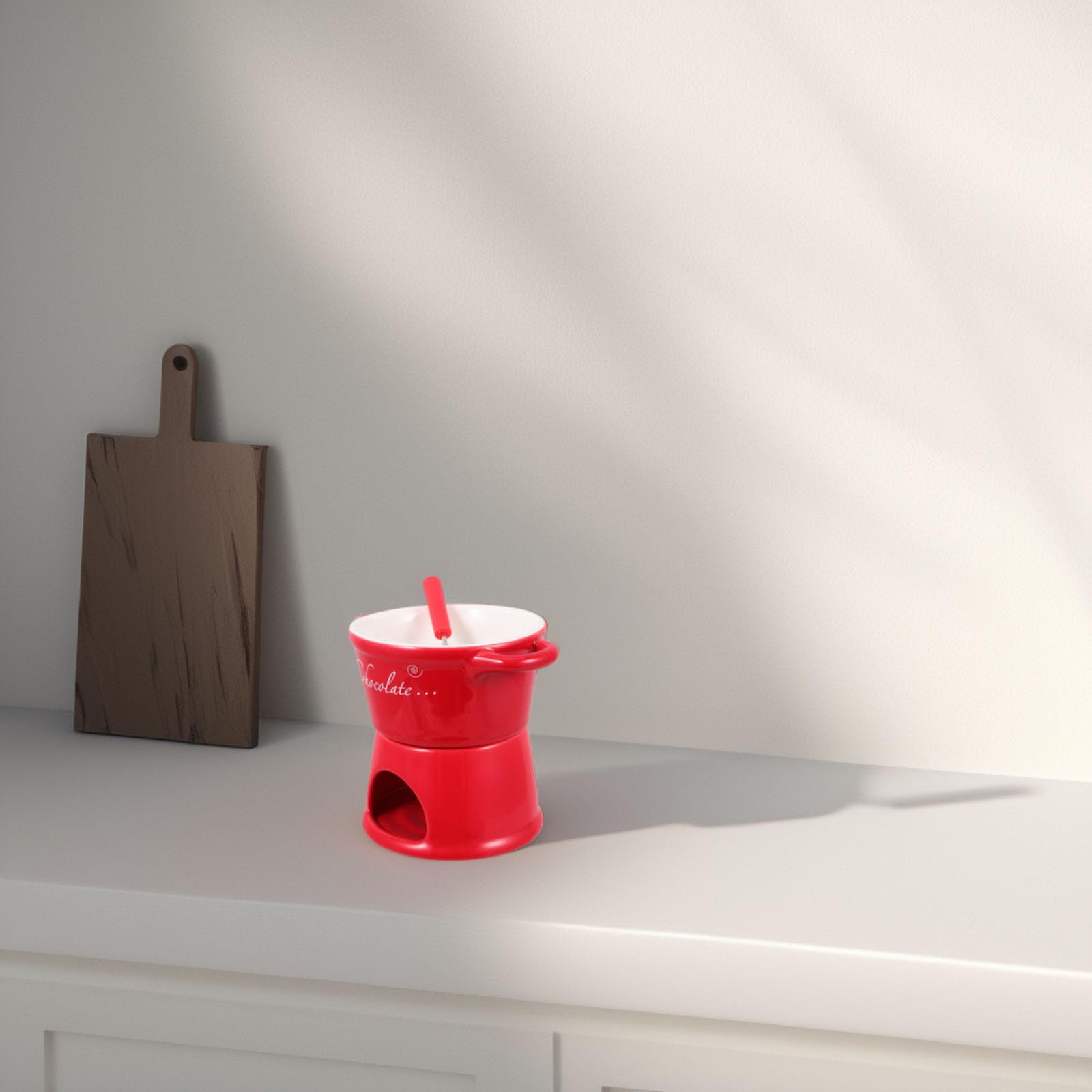 BETOOKY Pentola per Fonduta in Ceramica Rossa per Cioccolato e Formaggi