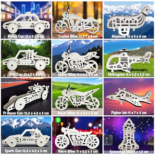 Image of Funvention Birthday Return Gifts(Pack of 12)Fun Fidgets,Aircraft+Bike+Cars DIY Mini Mechanical Models 3D Puzzle Return Favours for Kids Birthday Party 5+ Years Made in India Toys Return Gift,Silver