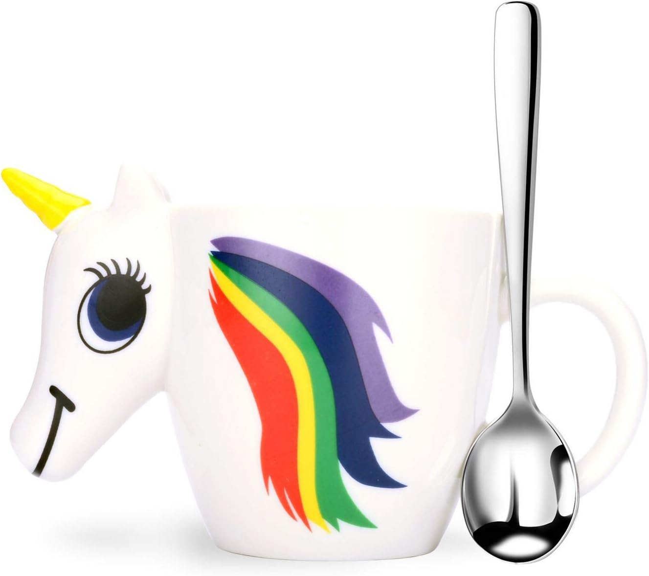 3d Unicorn mug, Not Color Changing Ceramic Fanny Coffee Mug And Spoon Set, Unicorn Gifts For Kids Girls Women