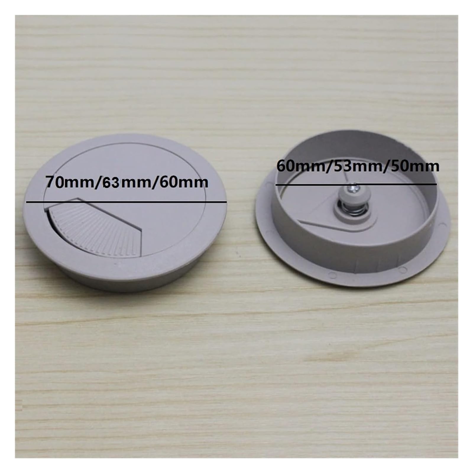Occhiello da scrivania, passacavo, 10 pezzi, 60 mm, 53 mm, 50 mm, copertura per foro del cavo (nero, 50 mm)