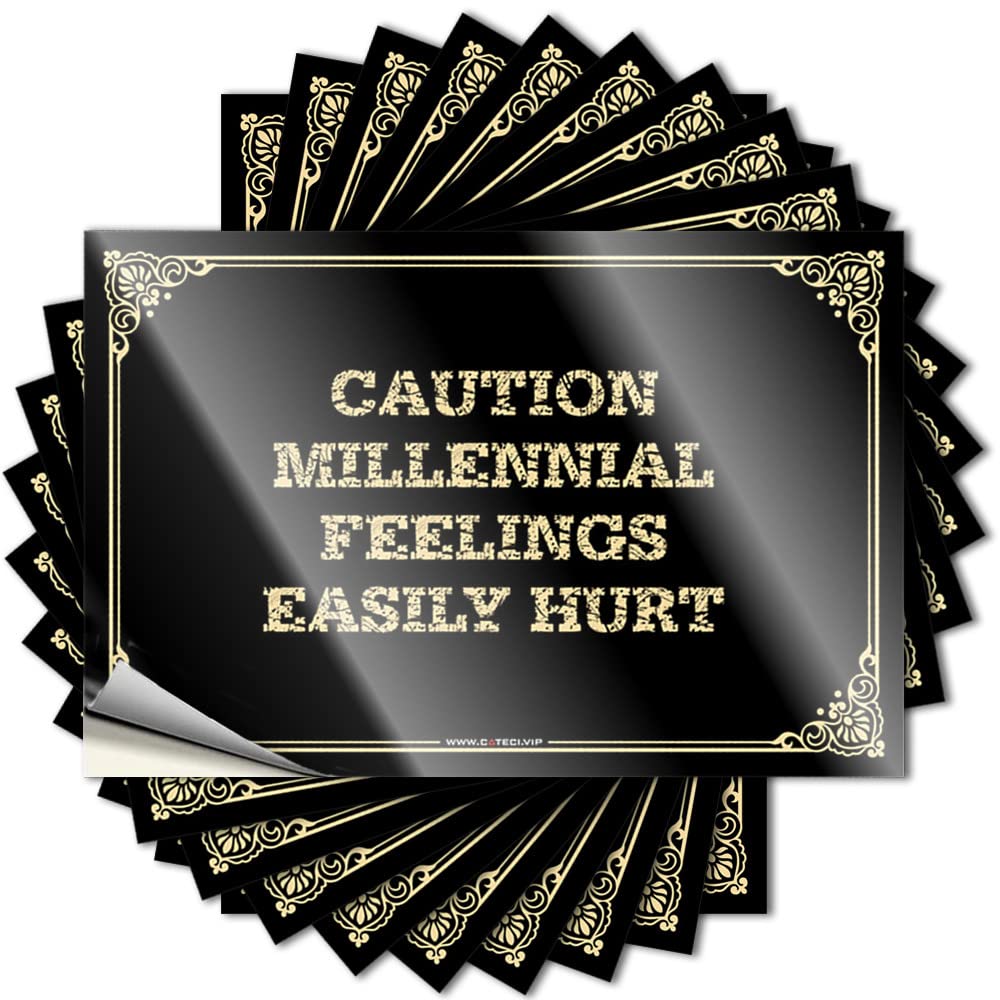 Caution Millennial Feelings Easily Hurt Quote Spring | Custom Bumper Removable Decal Pack(12X18CM)