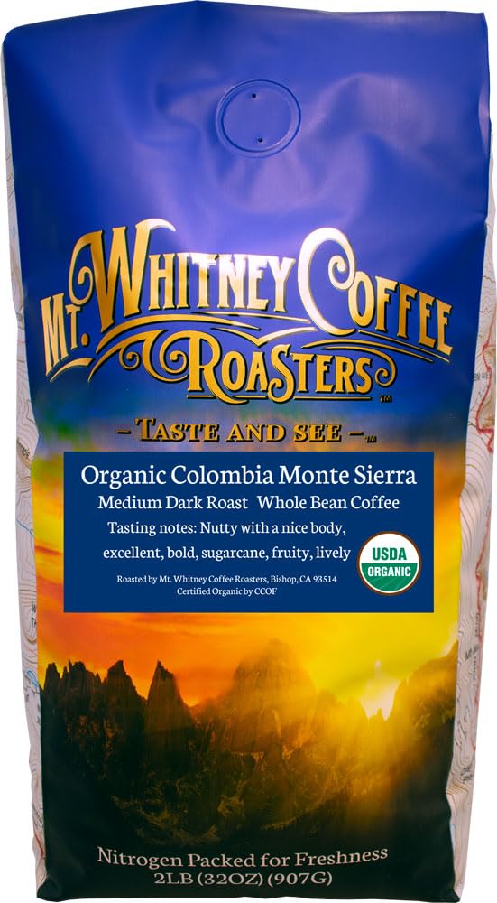 Mt. Whitney Colombia Monte Sierra Organic Low Acid Coffee (Whole Bean, 2 Lb)