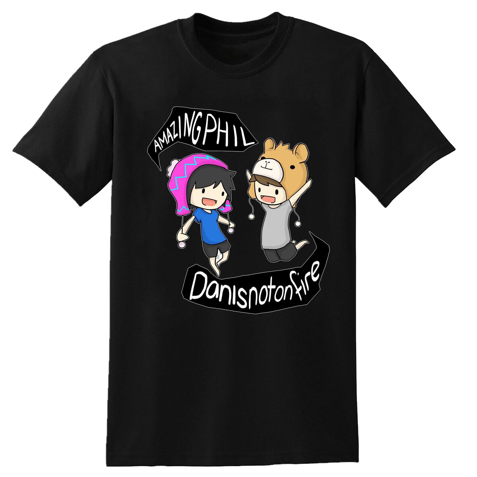 Dan and Phil Mens T-Shirt Unisex Graphic Black Tee Shirt Black