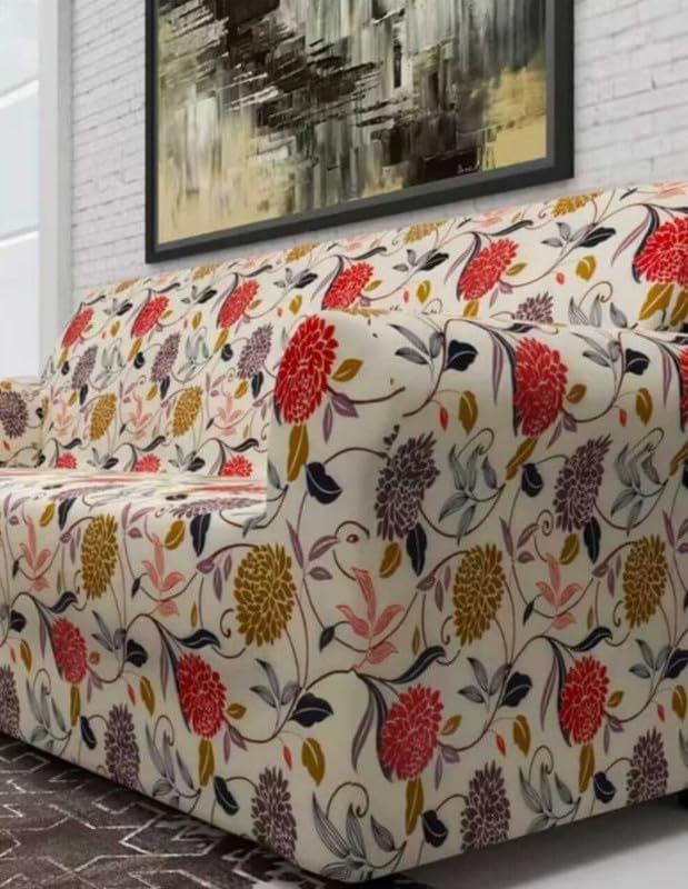 Image of HK 3 Seater Universal Elastic Sofa Cover | 360 Fully Covered Anti-Slip Washable Couch Cover Protector | 140 GSM Stretch Fit Polyester + Spandex Slipcover (180-230cm /SC-001-03)