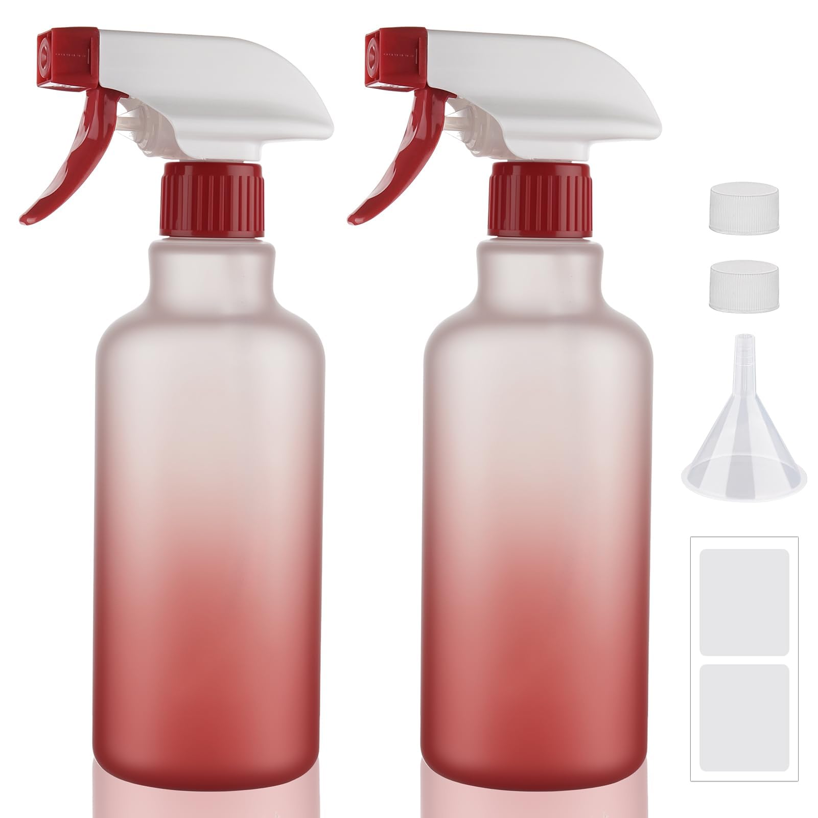 Hokretme Spray Bottles 16.9oz/500ml Plastic Spray Bottle for Hair Mist/Stream Empty Spray Bottle Heavy Duty Refillable Containers for Cleaning Solutions, Plants Gradient 2 Pack (Red)