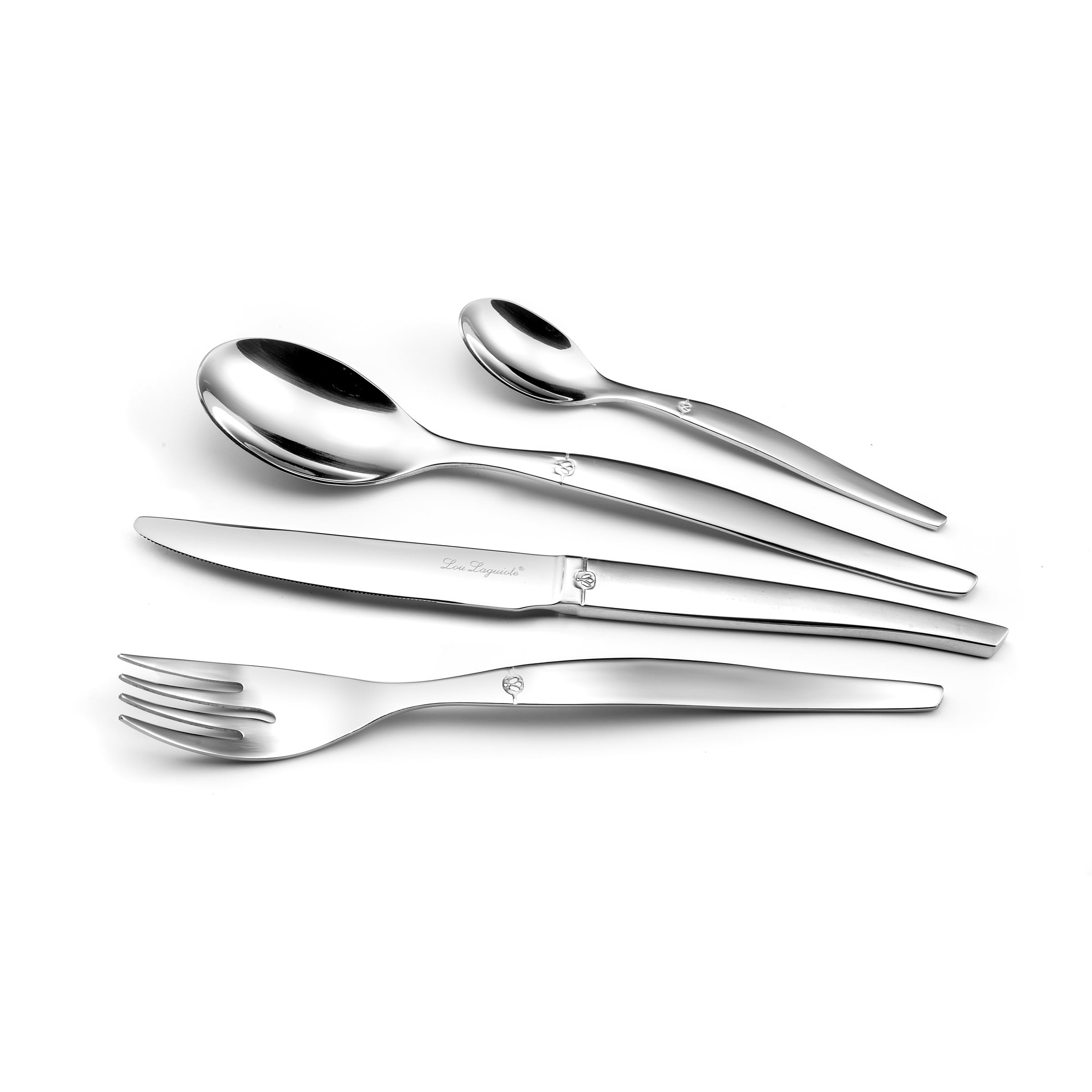 Lou Laguiole Besteckset JET, Tafelbesteck, Besteck Set 6 Personen, Edelstahl poliert, spülmaschinenfest, 24-teilig