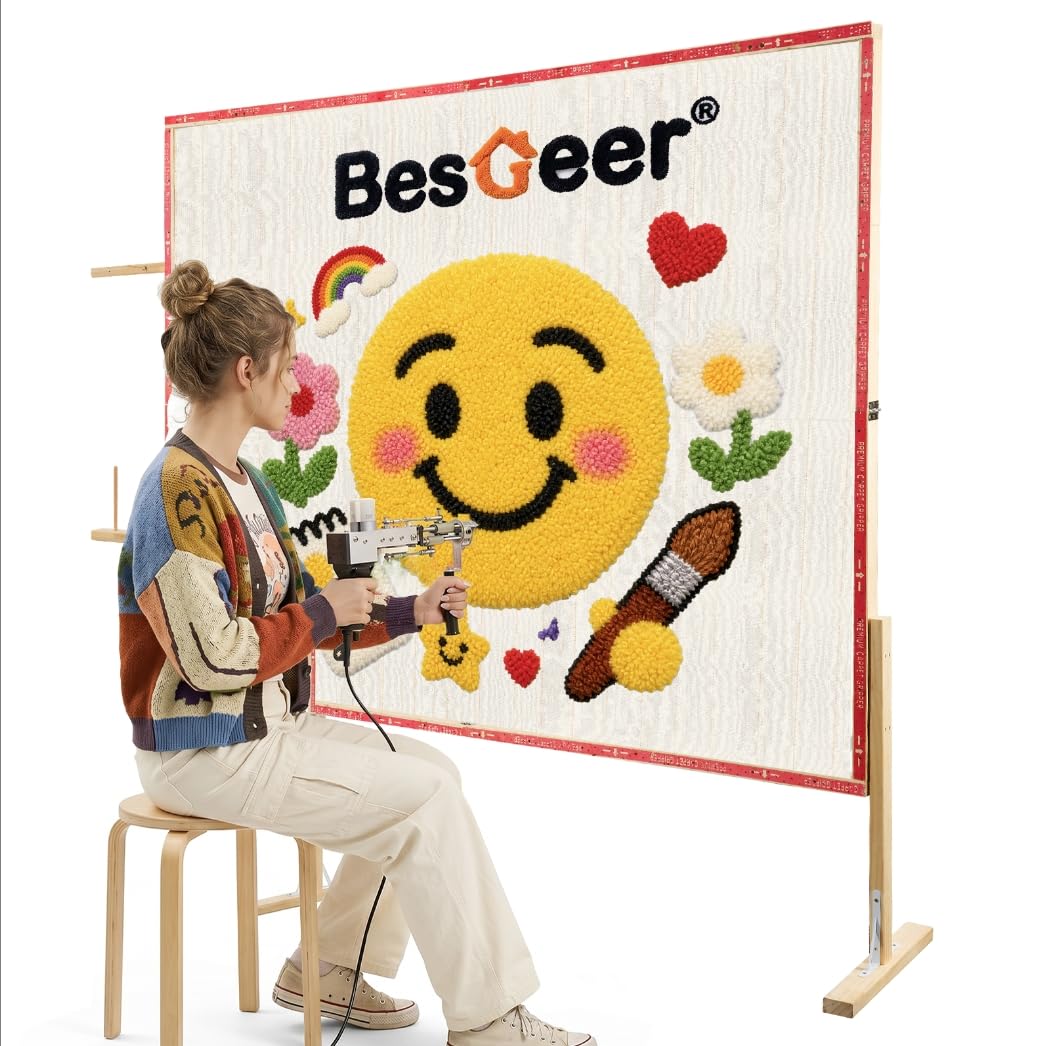 BESGEER 78.7"x59" Large Wooden Tufting Frame for DIY Rug Making