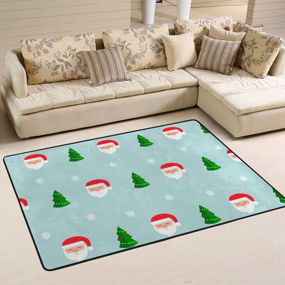 Grand Tapis Père Noël Sapin Bleu Ruchen Grand Tapis Salon 63x48"