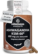Ashwagandha KSM-66® for Stress and Mental Wellness - 600mg per day, 90 Capsules (3 Months), 5% Witanolides, 1 Capsule per Day, Vegan, No Additives - Vitamaze
