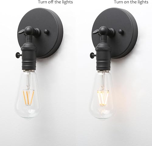 Miniatura 7 de Pathson Lámpara de pared vintage, aplique de 1 luz con diseño de moldura de candelabro, lámpara de pared industrial, tapa base de metal giratoria de