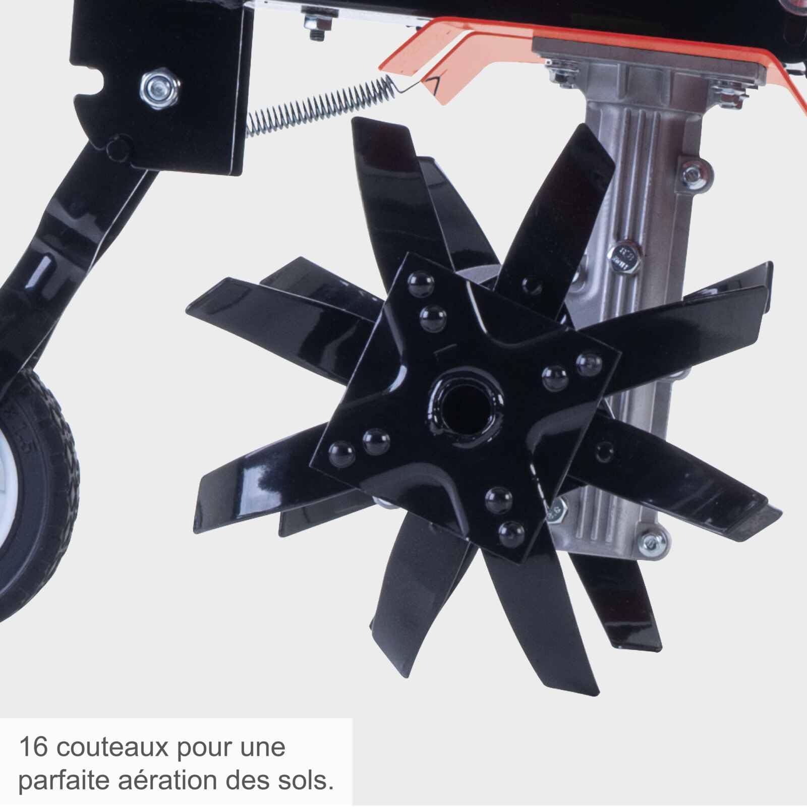 Scheppach Motobineuse Thermique MTP370 - Moteur 4 Temps - 150 cm³ - 3.5 CV - Largeur de Travail Max 360 mm - Ø Fraises 260 mm - 16 Couteaux