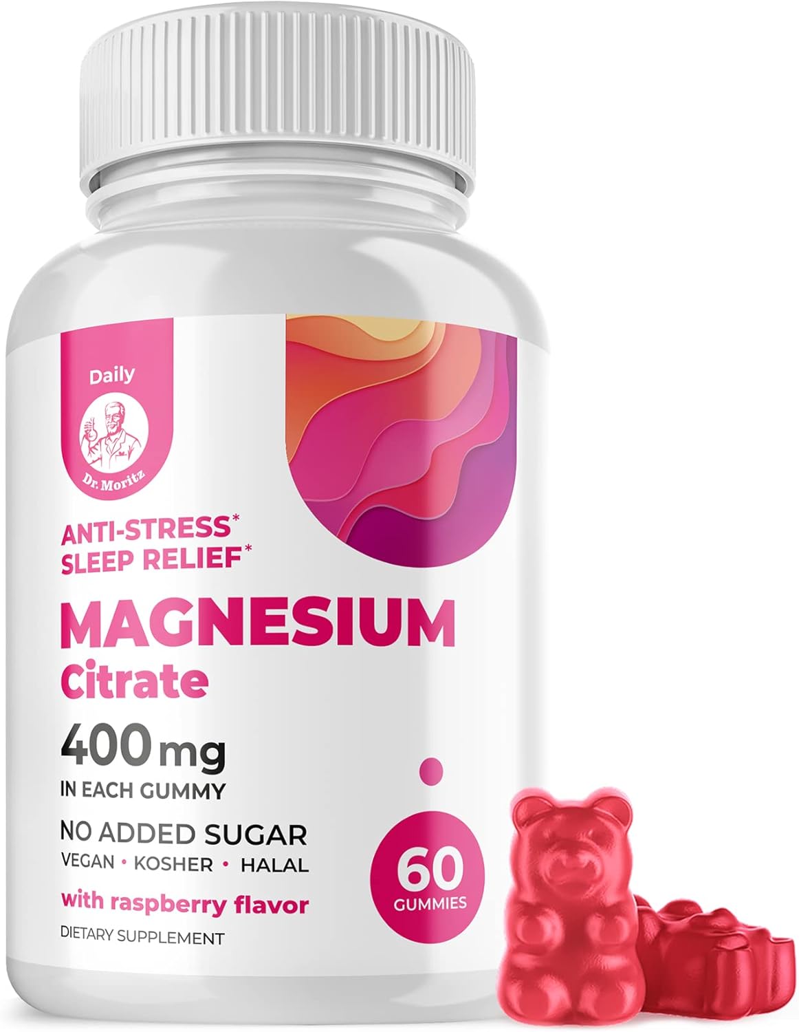 Magnesium Gummies Sugar-Free - Calm Magnesium Gummies Supplement for Children, Sugar-Free Magnesium Calm Chews for Kids  Adults (60 Count)
