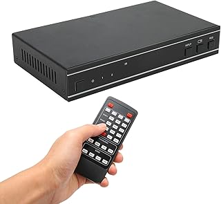 Comutador HDMI, comutador HDMI 2x1 2 em 1 saída Seletor de comutador HDMI Caixa de 2 portas com controle remoto IR HDCP 2.2, suporte 4K a 60 Hz 18 Gbps de largura de banda de vídeo