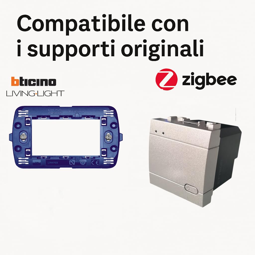 Gateway zigbee Smart Wifi Einbaumodul kompatibel mit Halterungen Bticino Living Grau Tech