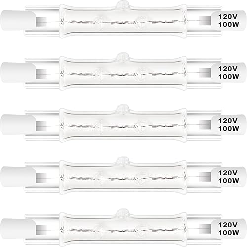 R7S - Bombillas halógenas de 100 W, regulables, 120 V, 3.071 in, tipo T3 J, con larga vida útil, bombillas lineales de doble extremo blanco cálido