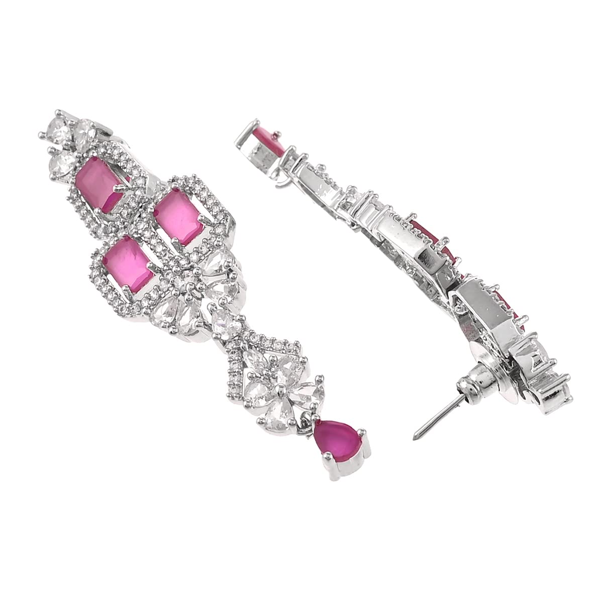 Emerald Cut CZ Adorned Brass Opulent Plated Jewellery Set