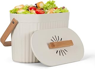 Odorless Counter Top Compost Bucket with Lid - Yatmung Small Kitchen Com...