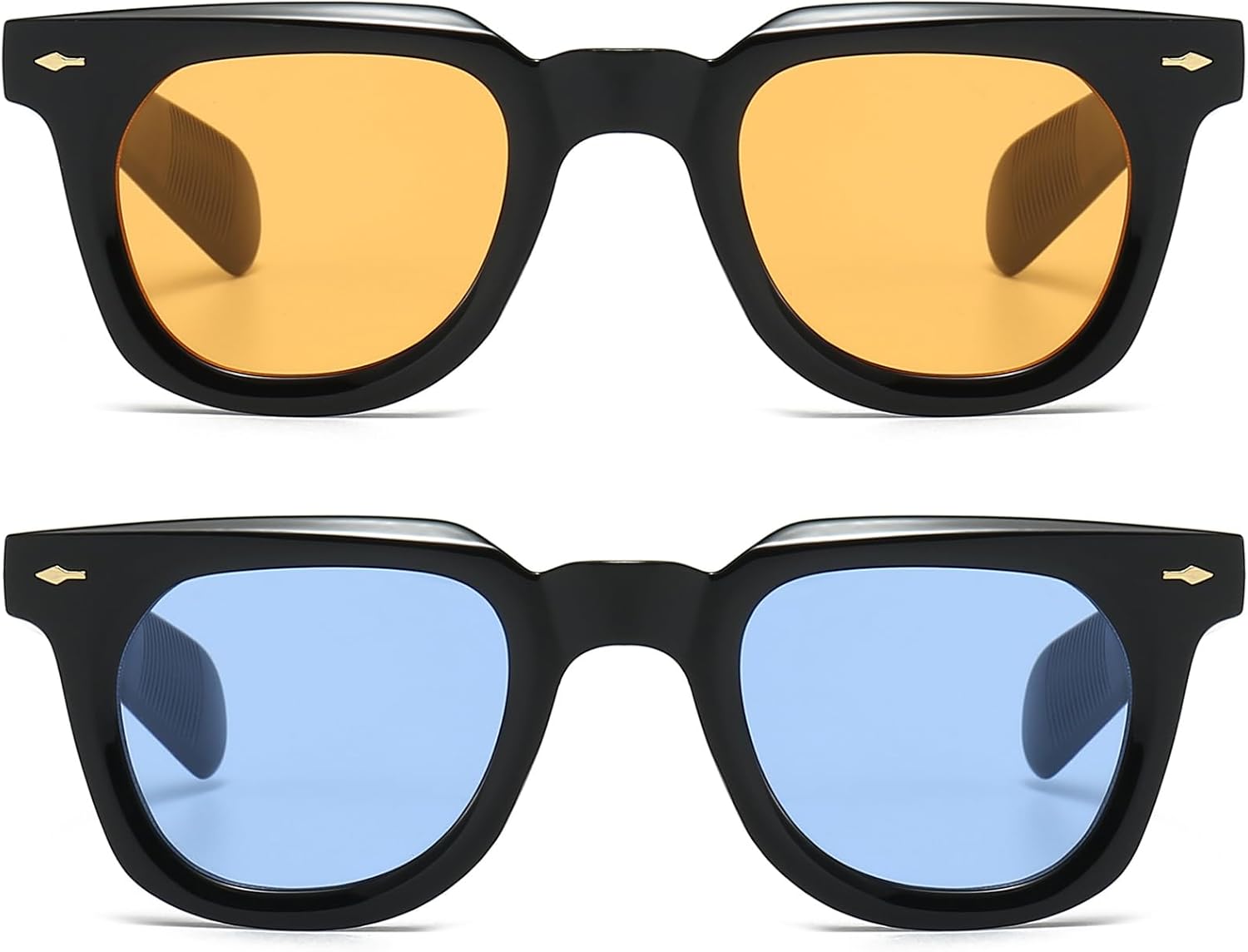 PORADAY Square Sunglasses for Women Men Trendy Thick Frame Sun Glasses Black Shades