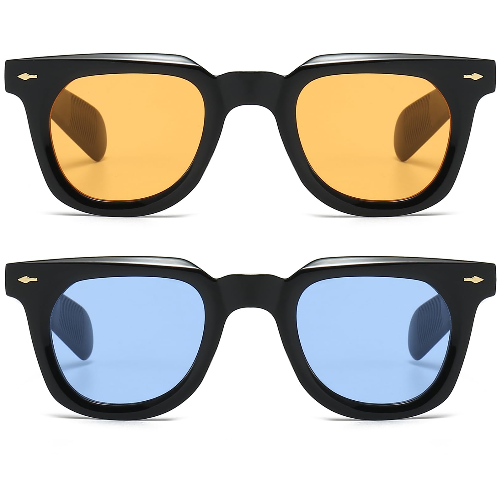 PORADAY Square Sunglasses for Women Men Trendy Thick Frame Sun Glasses Black Shades