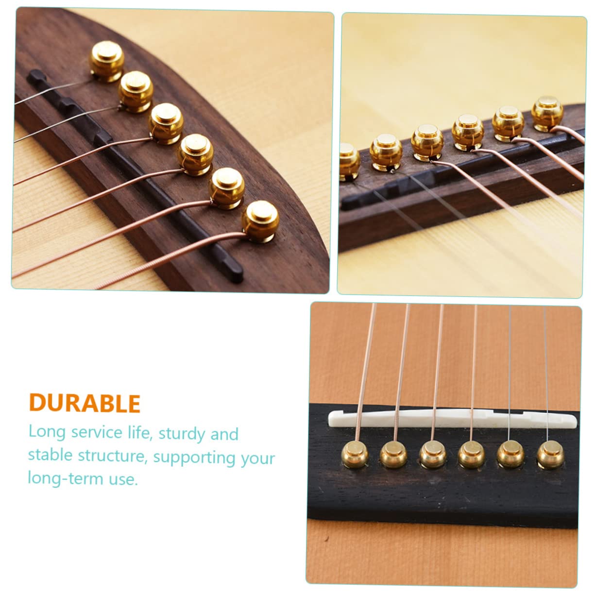HEMOTON 5 Set Di Piroli Di Accordatura in Ottone Per Chitarra Acustica/elettrica Accessori Per Perni Di Corda 12 Pezzi*5